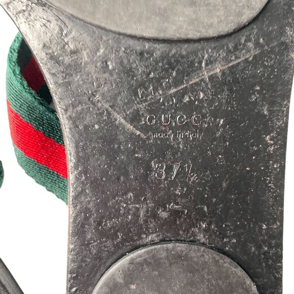 Gucci GG Web Stripe Thong Sandals EU 37.5 US 7.5 Black Flip Flop Slide Flat Heel - Picture 12 of 12